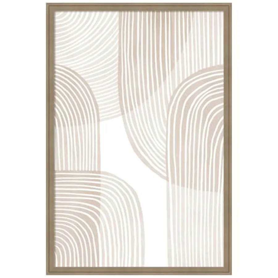 

Тканевая доска-пинборд в рамке 26 x 38 с абстрактным бежевым линейным рисунком от Melloi, печатная, для использования в качестве доски для заметок или визуальной доски.