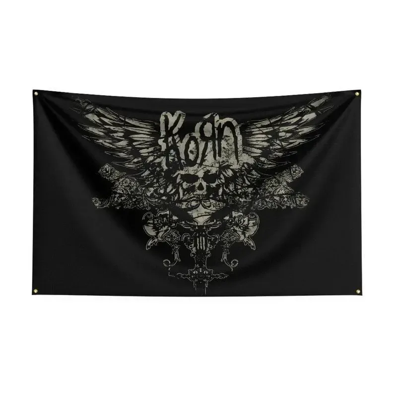 Korn Metal Rock Band Tapestry Wall Hanging Art - Spooky Theme Trippy Tapestry with Mandala Skull Print, Textile Fabric Living Room Wall Decor Room Decor Winter Home Supplies