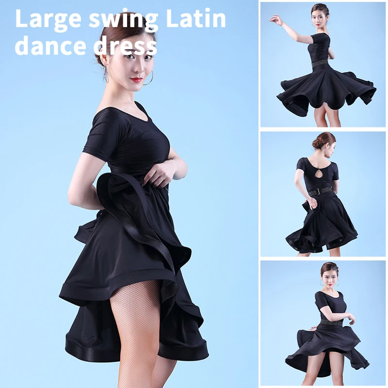 Women Latin Dance Dress Big Swing Samba Ballroom Cha Cha Modern Dance Dress Competition Practice Stage Performance Costumes