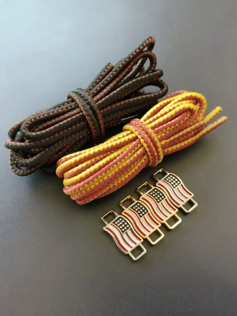 Red Wing 9875 Flag Pattern Shoelaces Retro Shoe Buckle Accessories Durable Laces for Men's And Women's Footwear
