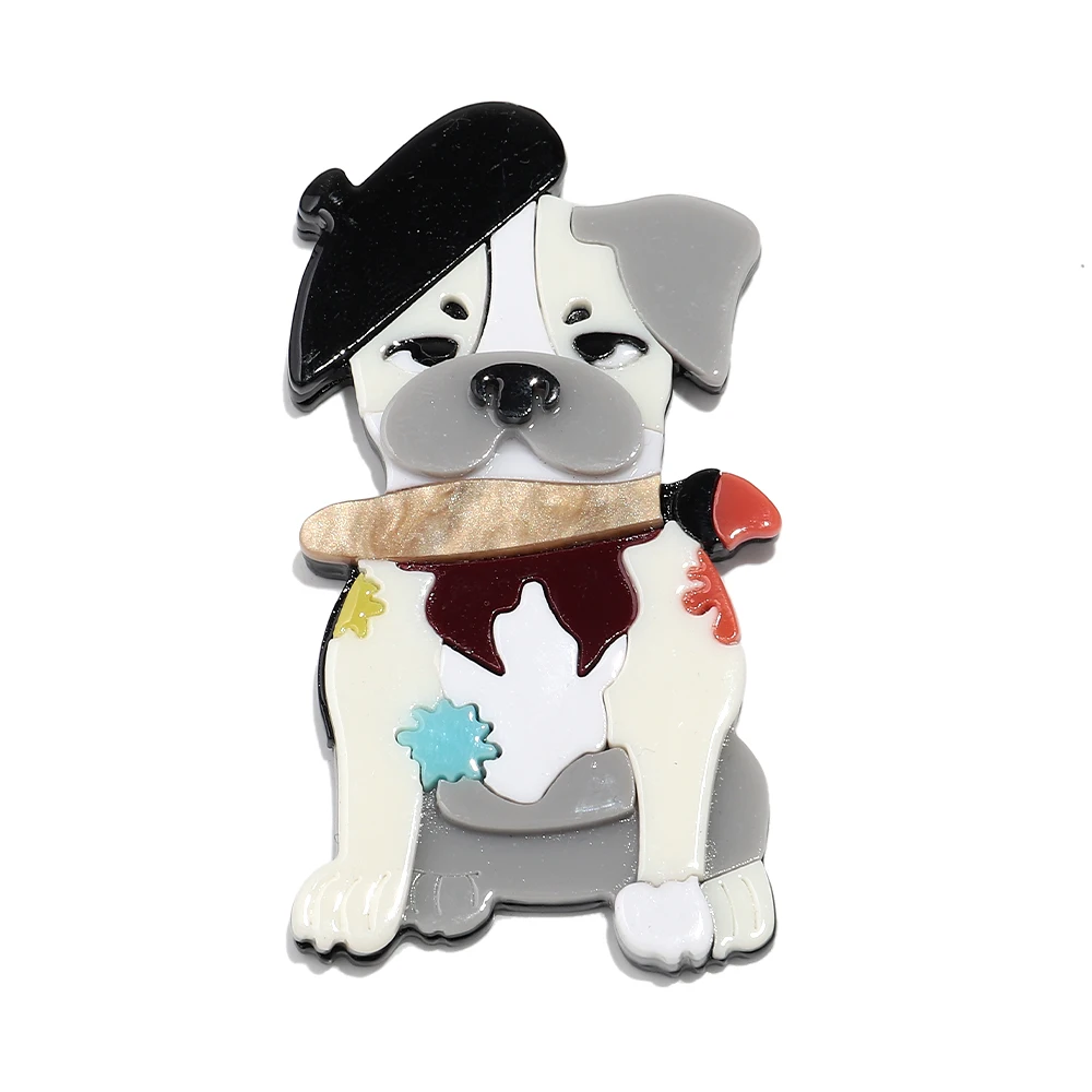 Mode Acryl Haustier Hunde Tragen Gläser Broschen für Frauen Nette Bunte Tiere Spleißen Abzeichen Pins Schmuck – Detail 12