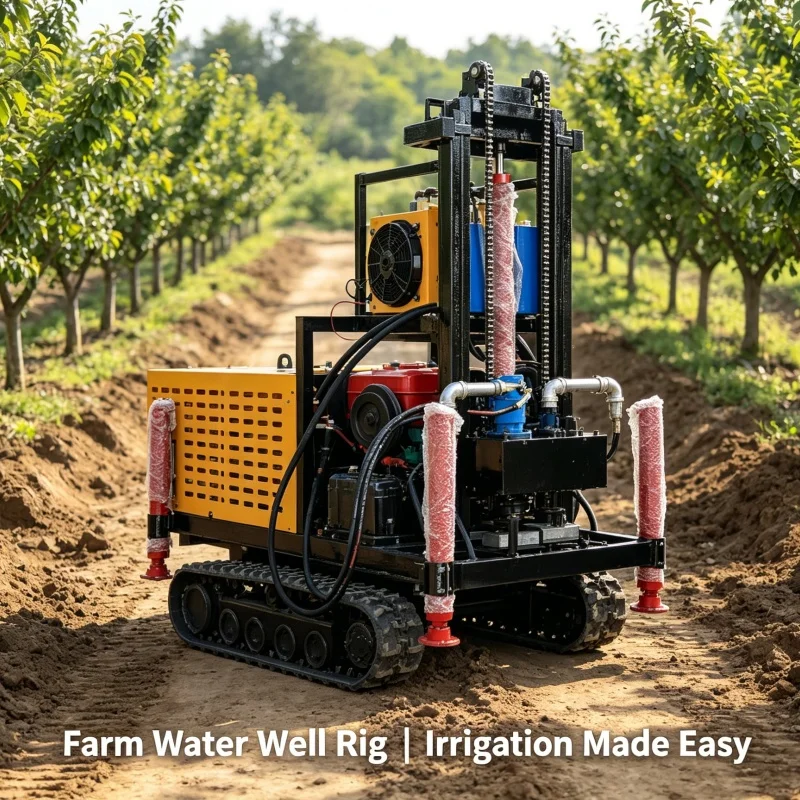 Customized 22-25 HP Crawler Water Well Drilling Rig for Soft and Hard Soil Layers, Small Diesel Crawler Well Drilling Machine