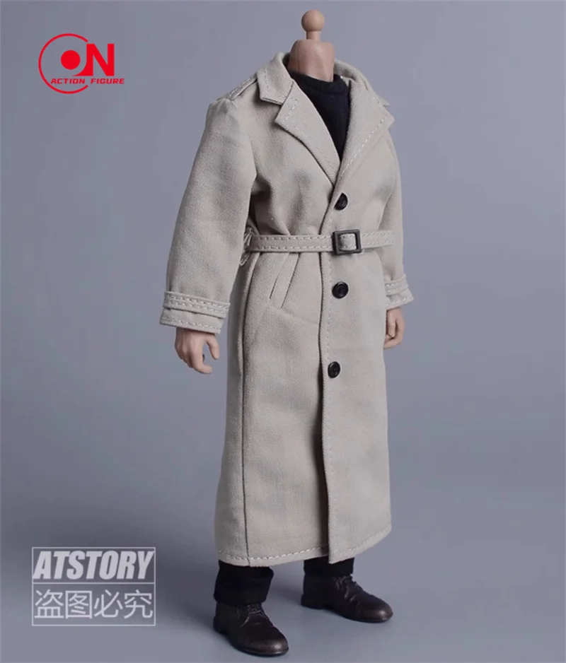 1/12 06FS035 الزي العسكري الذكور العصري البريطاني طويل خندق معطف الجندي الملابس نموذج صالح 6 ''عمل الشكل الجسم دمية #5
