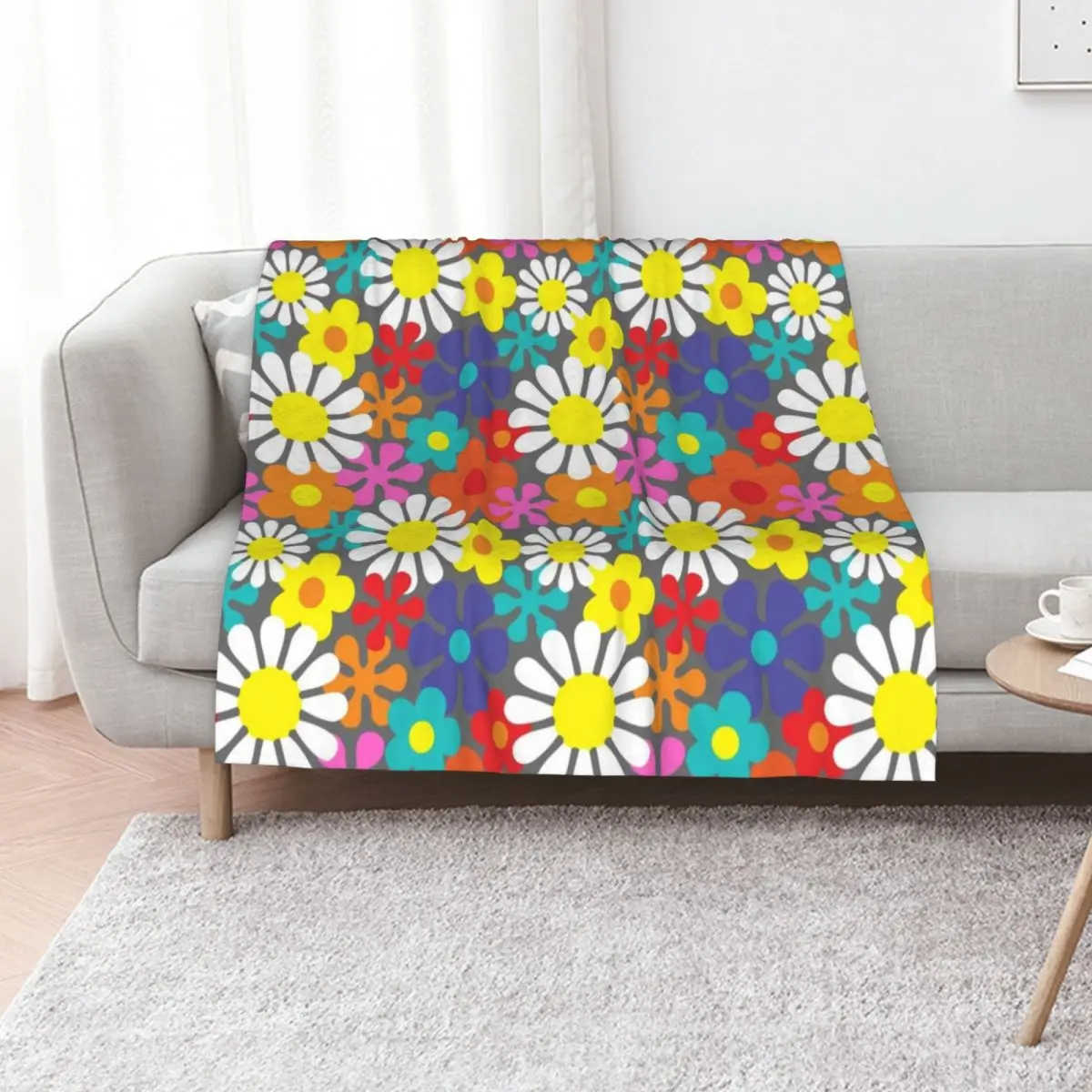 Funky Hippie Flower Power Pattern Throw Blanket Extra Large Throw Sofas Weighted Hairys Furrys Blankets