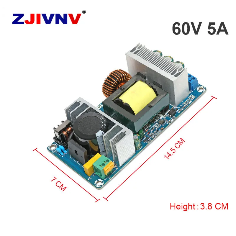 300W Switching Power Supply Module PCB Board AC 90-260V to DC 60V 5A SMPS Small and Light Switch Power For adapter DC-60V-5