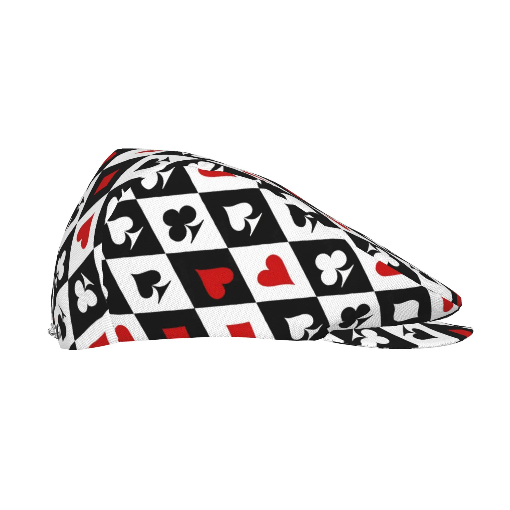 Black And White Square Poker Suits Men Beret Hat Polyester Adjustable Newsboy Hats Cabbie Gatsby Cap Driving Flat Caps Women Cab