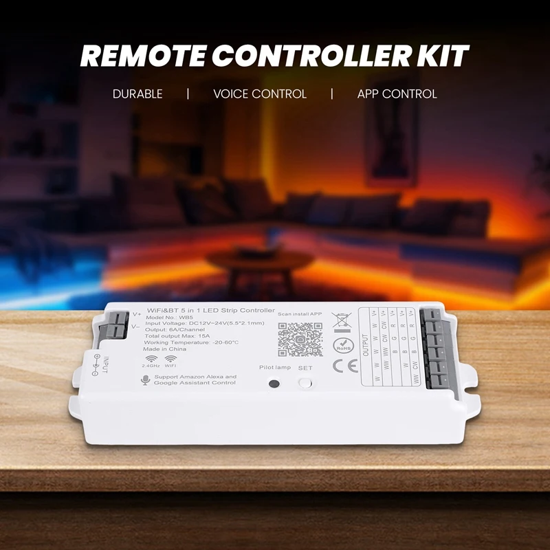 WB5 RF Wifi Bluetooth LED ストリップコントローラ RGB CCT RGBW 5In1 調光可能な DC12-24V ライトコントローラスマートライフアプリ