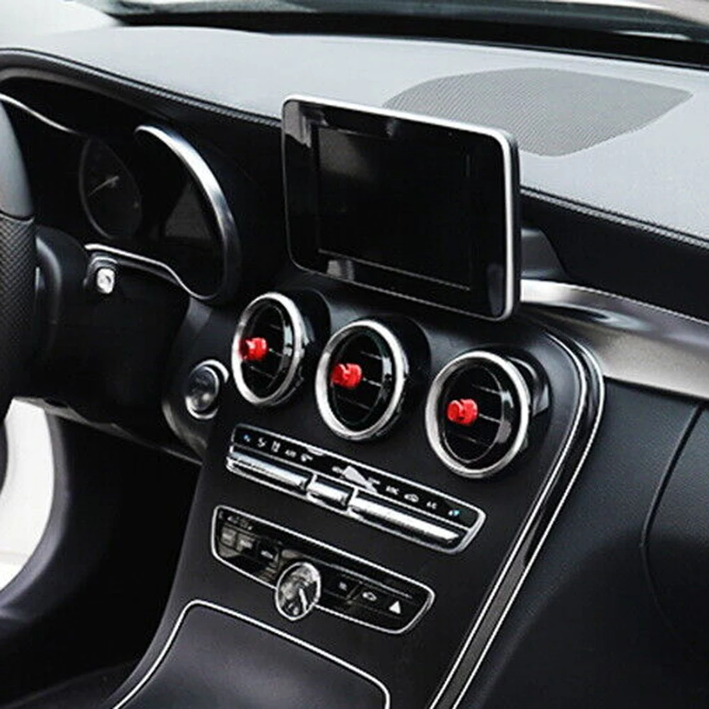 Vibrant Red Air Conditioner Vent Opening Knob Covers Designed for Mercedes W205 C Class and GLC Class Easy to Install Upgrade