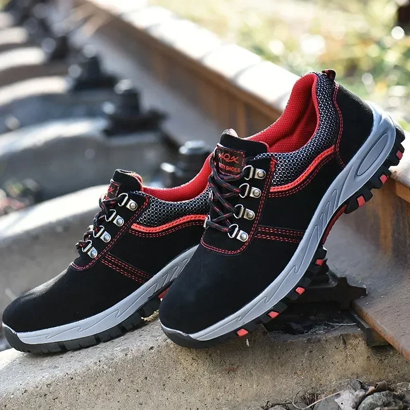 Women's Steel Toe Safety Boots Ankle Survival Anti-smashing Mid-plate Blue Safety Shoes for Protection