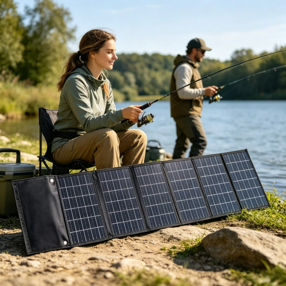 Waterproof ETFE 50W 90W Foldable Solar Panel Charger Portable Solar Power Bank Dual USB DC Output For Camping Fishing Hiking