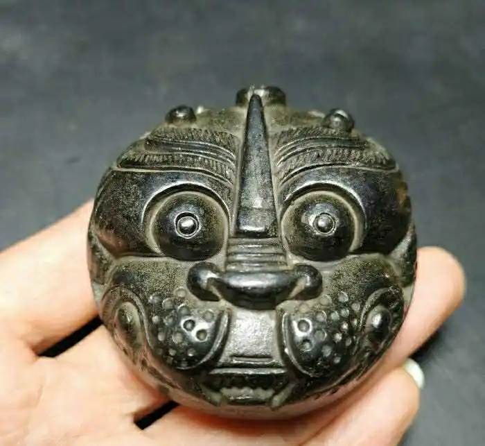 Red Mountain Culture Jade Miscellaneous Iron Meteorite Lucky Beast Tiger Head Pendant Small