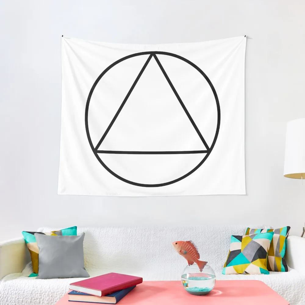 

White Triangle Inside Circle, Geometry Symbol Tapestry On The Wall Room Decorations Aesthetics Wall Tapestries Tapestry