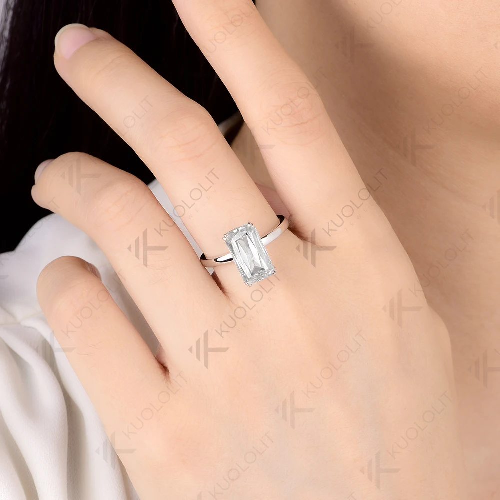 Kuololit 5CT متقاطع مويسانيتي للنساء الصلبة 14K 10K 585 الذهب الأبيض الشق مجموعة خاتم الخطوبة لحفلة هدايا عيد الميلاد #6