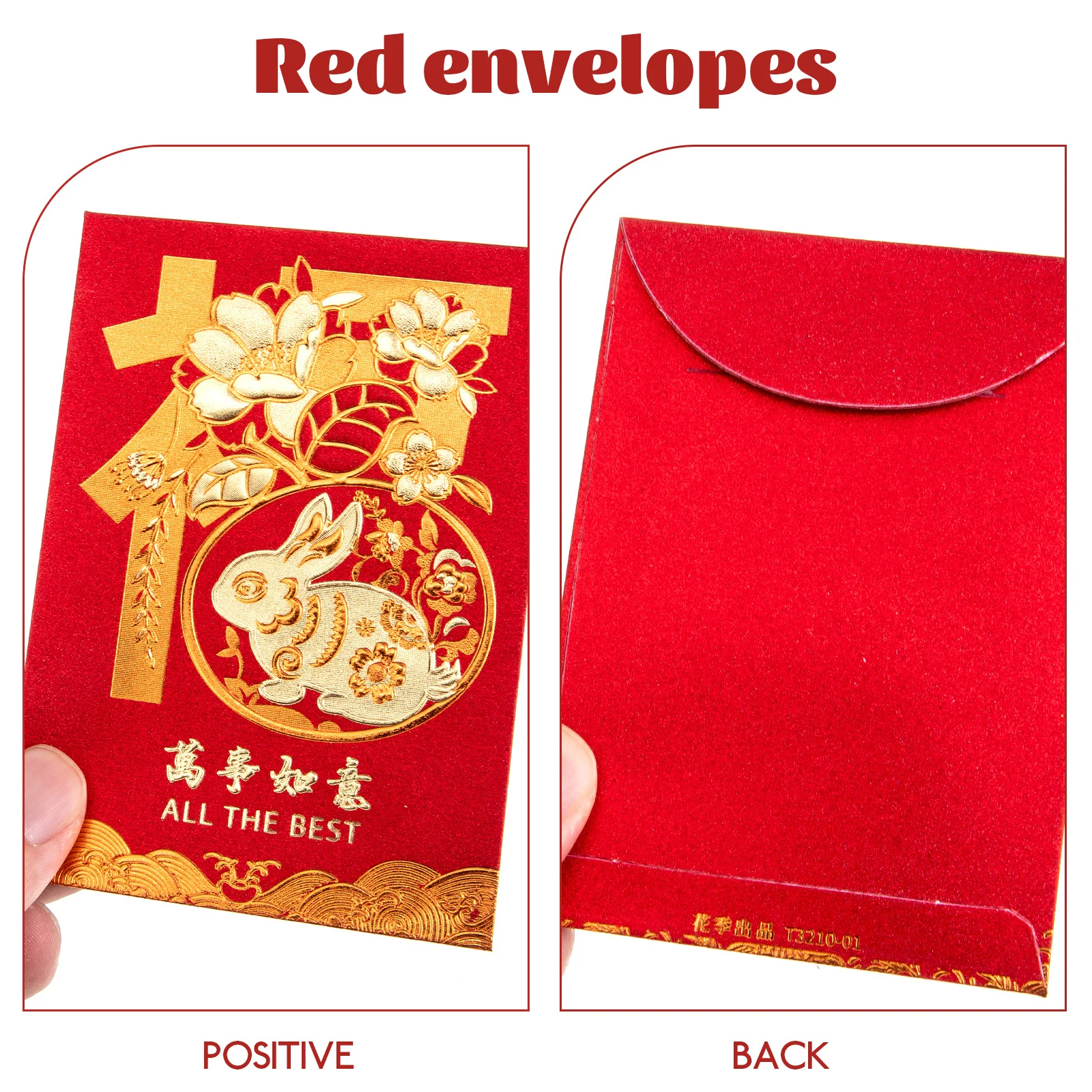 

60 шт. новогодние красные конверты в китайском стиле 2023, пакеты с рисунком кролика, весенний фестиваль, пакеты, подарок