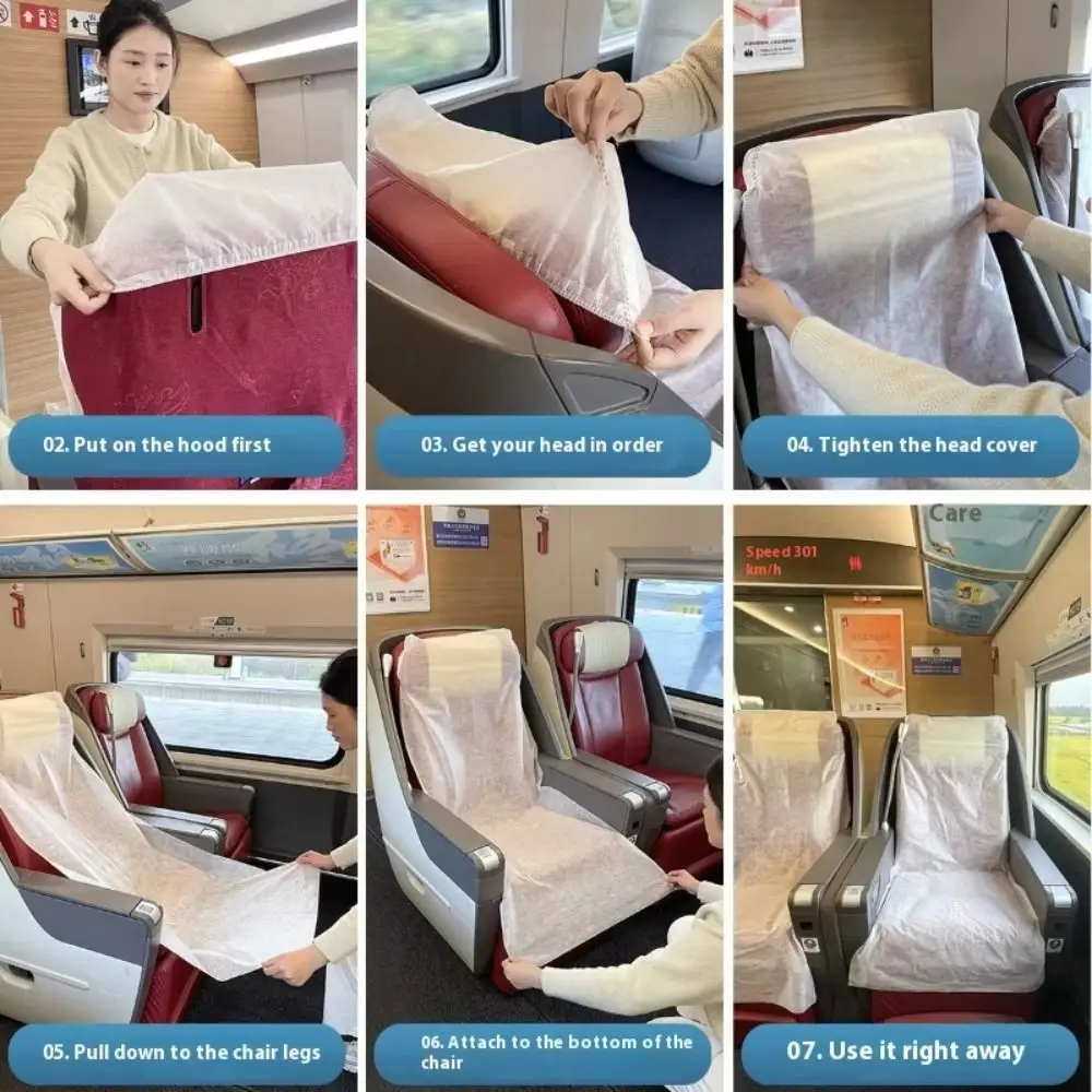 Non Woven Disposable Seat Cover Thickened Lightweight Chair Cover Dirt-proof Breathable Travel Seat Cover Public Transport 5