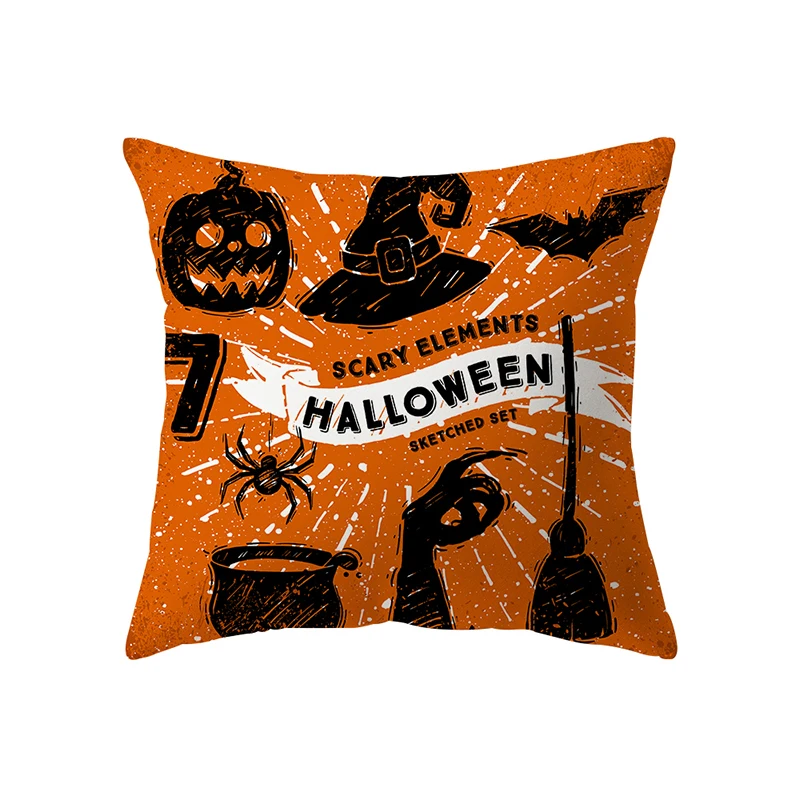 Happy Halloween Horror Pumpkin Spider Print Pattern Cushion Cover Home Living Room Sofa Decoration Square Pillow  