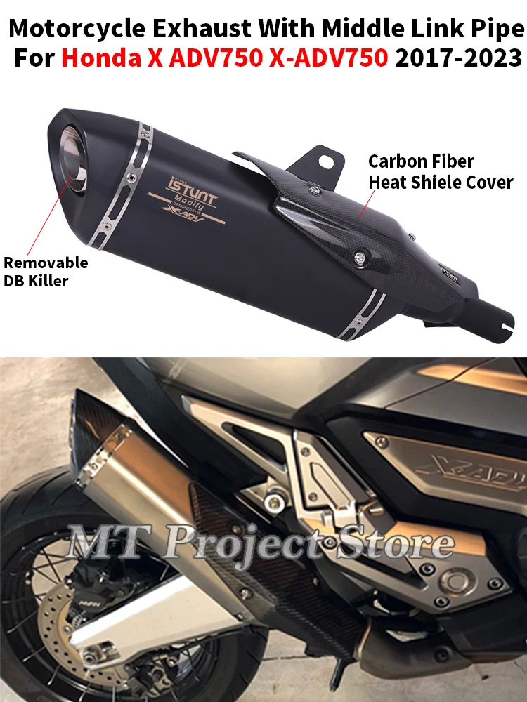 Slip On für Honda X-ADV 750 X ADV750 ADV 2017–2023 Motorrad-Auspuffanlage Escape Mid Link Rohr mit Schalldämpfer Moto DB Killer