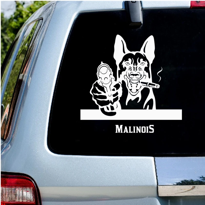 Gangster Belgian Shepherd Malinois Alaskan Dog with Gun Vinyl Car Sticker for Volkswagen Bmw E46 Bmw E90 Passat B6