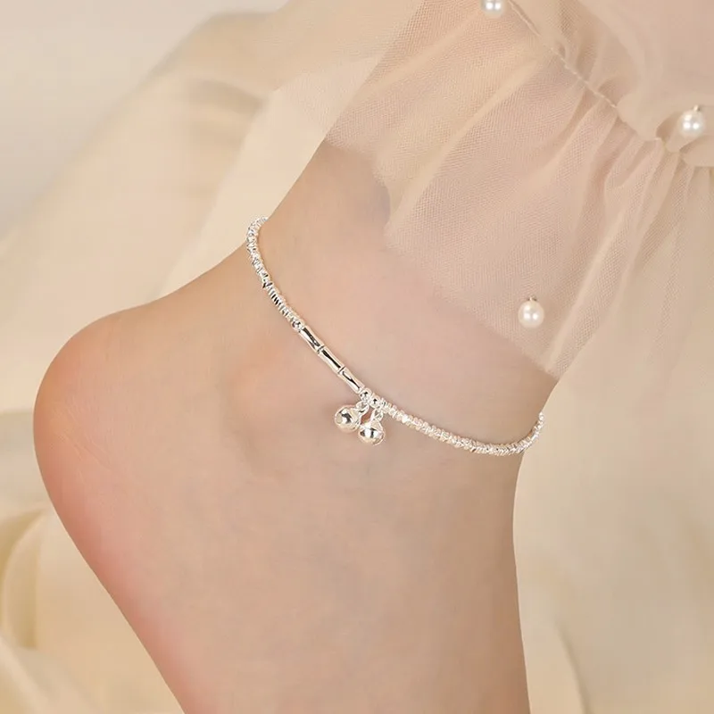 silver ankle bracelet Beads Ankle Bracelet, Foot Chain Anklet, Waterproof Non Tarnish Fashion Summer Beach Jewelry