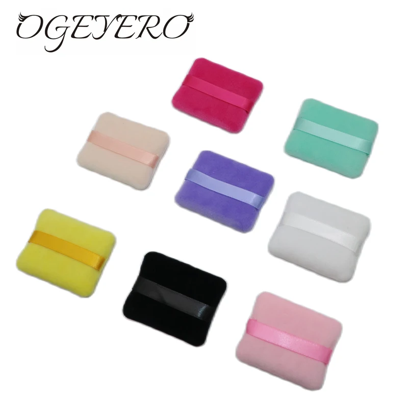 OGEYERO Square Velvet Powder Puff Flours Mini Face Makeup Sponge Cosmetics Soft Cotton Face Powder Puff Washable Lightweight