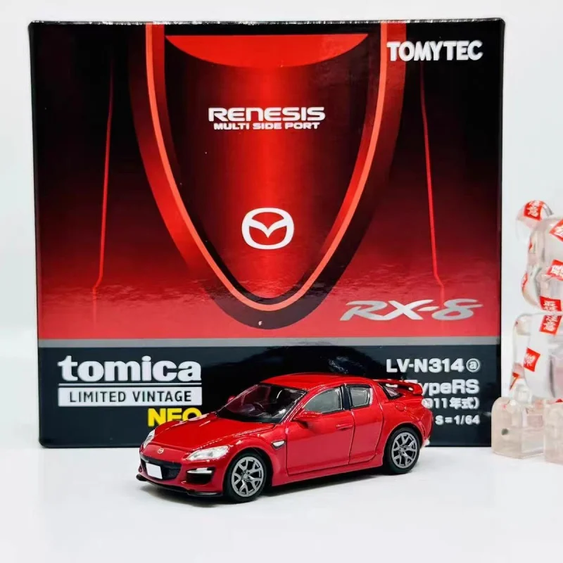 TAKARA TOMY TOMYTEC TLV N314a RX-8 Tipo RS, modelo de coche de simulación en miniatura de aleación roja fundida a presión, adornos para adultos, juguetes para niños