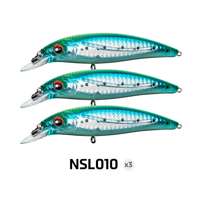 Noeby 3 Stück Jerkbait Floating Minnow Angelköder 100 mm 13,6 g 120 mm 22 g Long Cast Wobbler Kunstköder Meeresangelköder 7