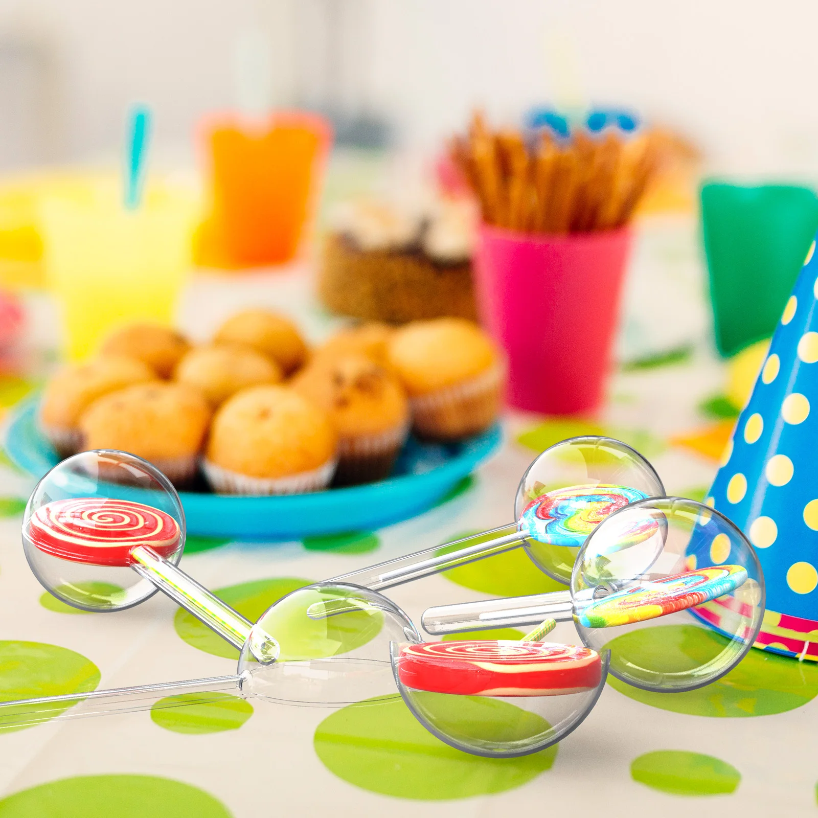 

12Pcs Plastic Candy Case Transparent Lollipop Box Compact Size for Cookies Sweets Storage Birthday Party Gift