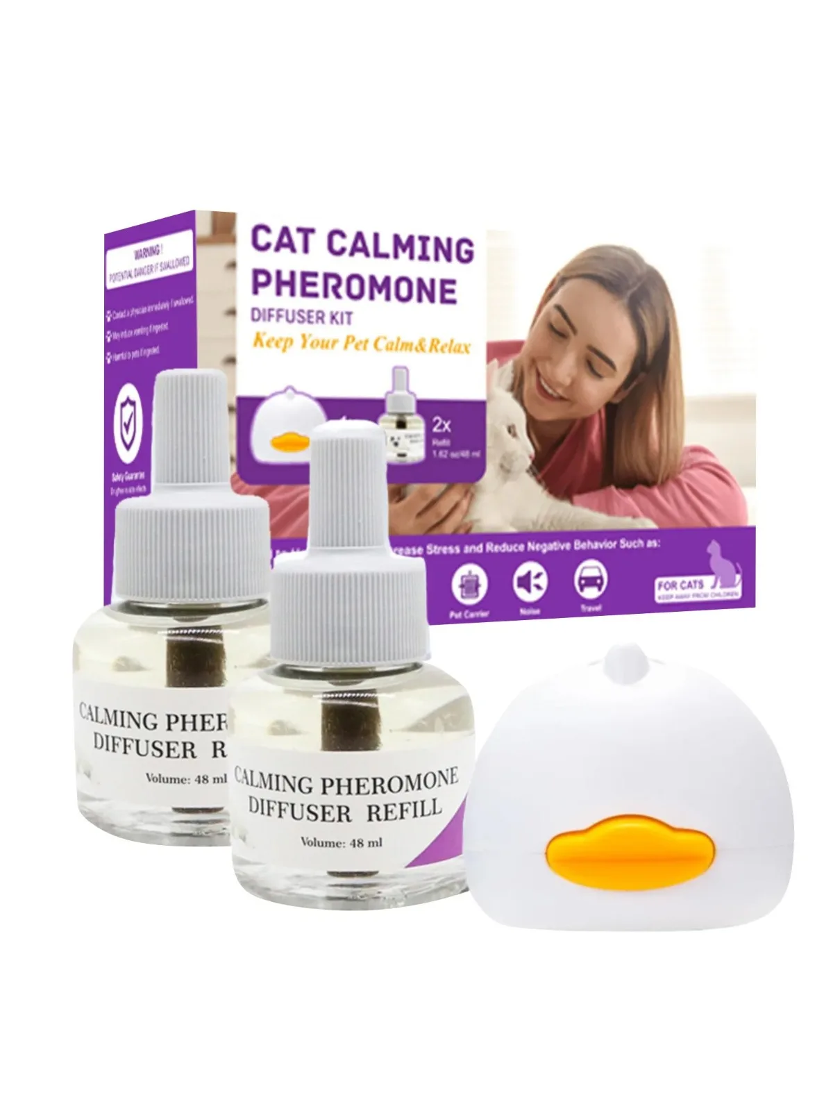 Feromoonverspreider voor katten Kat Feromoon Plug-In Relaxants Start Kit 30-daagse navulling Kalmerende spray voor kalm Ontspannend Thuis Binnen - afbeelding 2