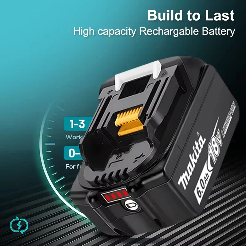 Official BL1860B 6Ah/5Ah/3Ah for Makita 18V battery LXT-400 BL1860 BL1830B BL1850B BL1850 BL1840B Replacement lithium battery