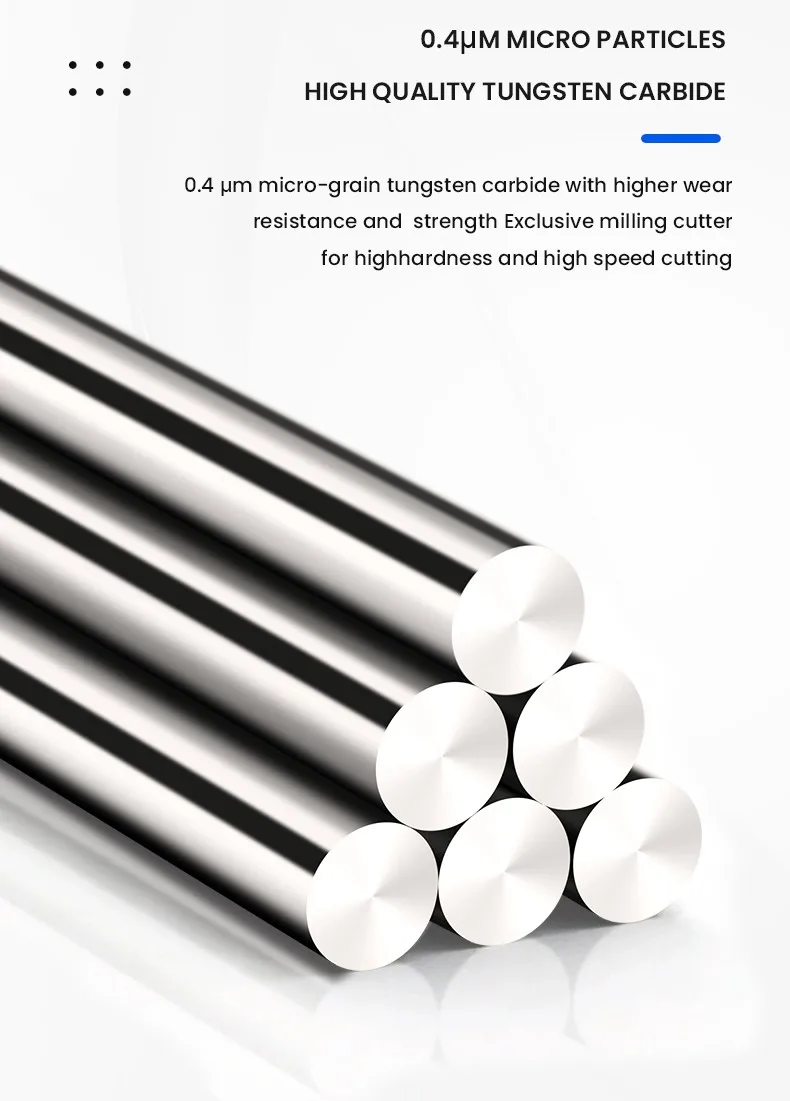 Azzkor 6f fräser farb ring beschichtung wolfram stahl karbid flach boden fräser für cnc mechanische werkzeuge TGB-HRC58 – Detail 6