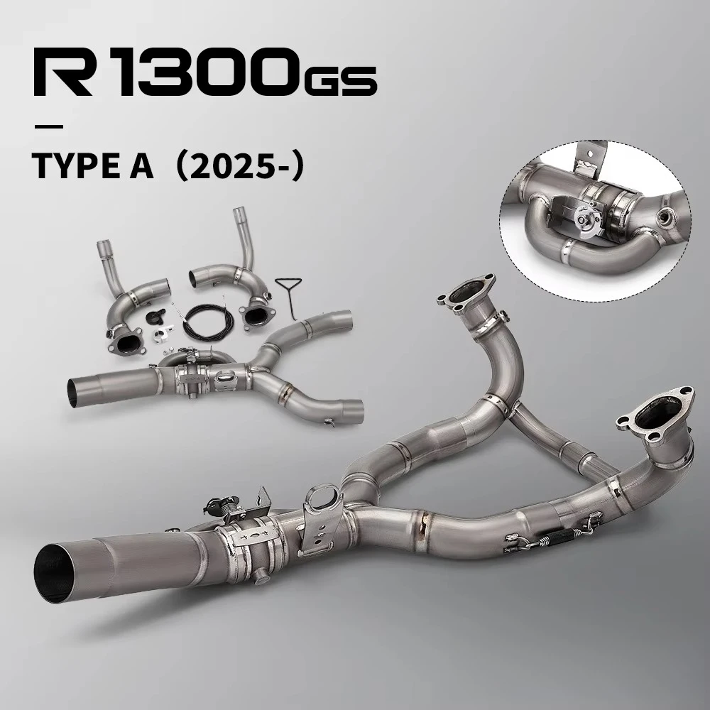 Slip on R1300GS 1300GS R1300GS Adventure Titanium Alloy Motorcycle Exhaust Manifold with Valve Front Link Pipe