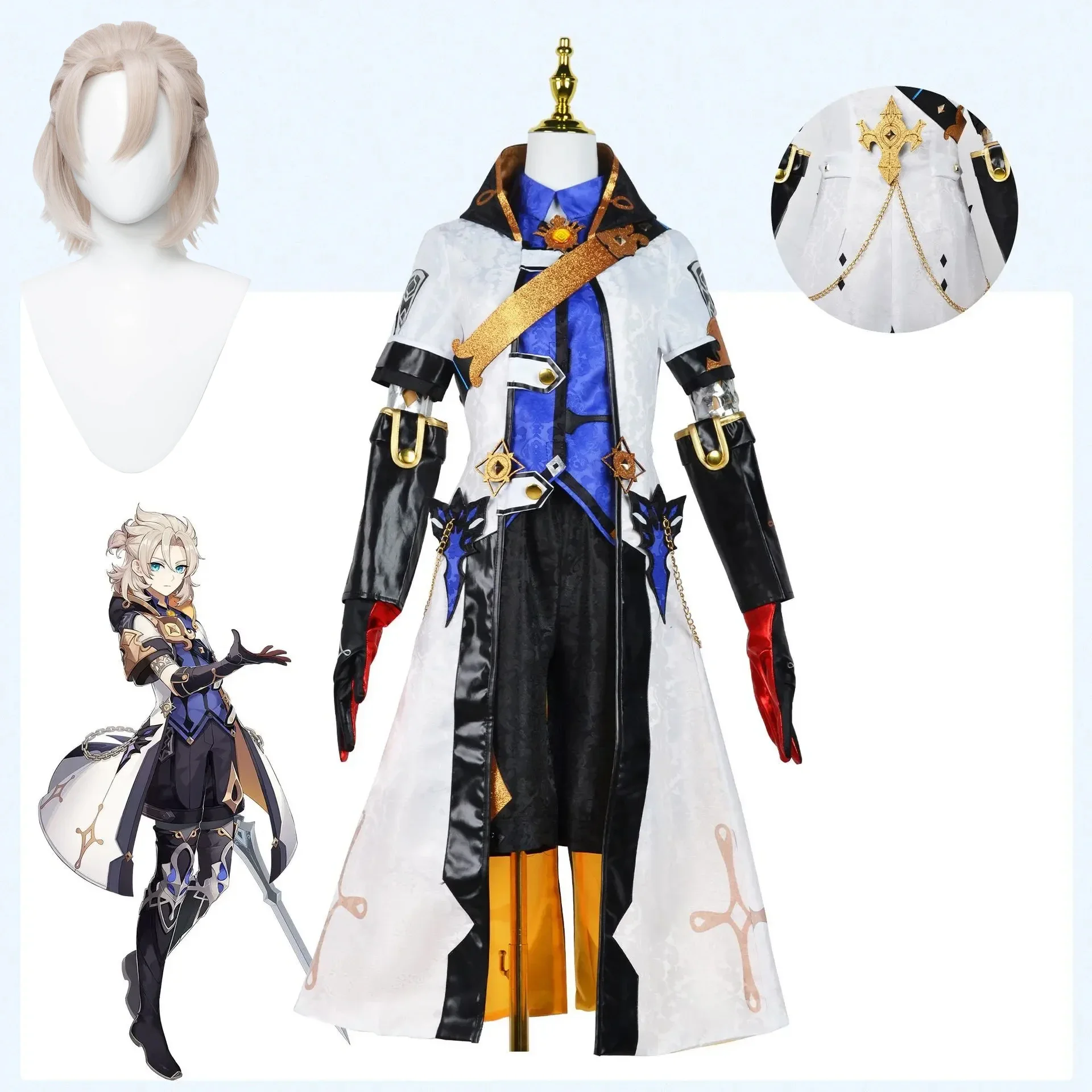 

Genshin impact Albedo cosplay costume Halloween Xmas Roleplay Uniform Wig Jacket Suit Full Set Game Animation Abeiduo cosplay