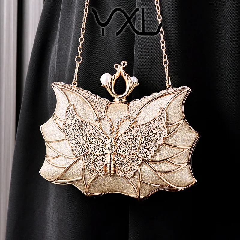 الفاخرة حجر الراين مخرمة فراشة مساء الفاصل الزفاف حقيبة يد الأزياء الأوروبية والأمريكية تألق حزب حقيبة يد