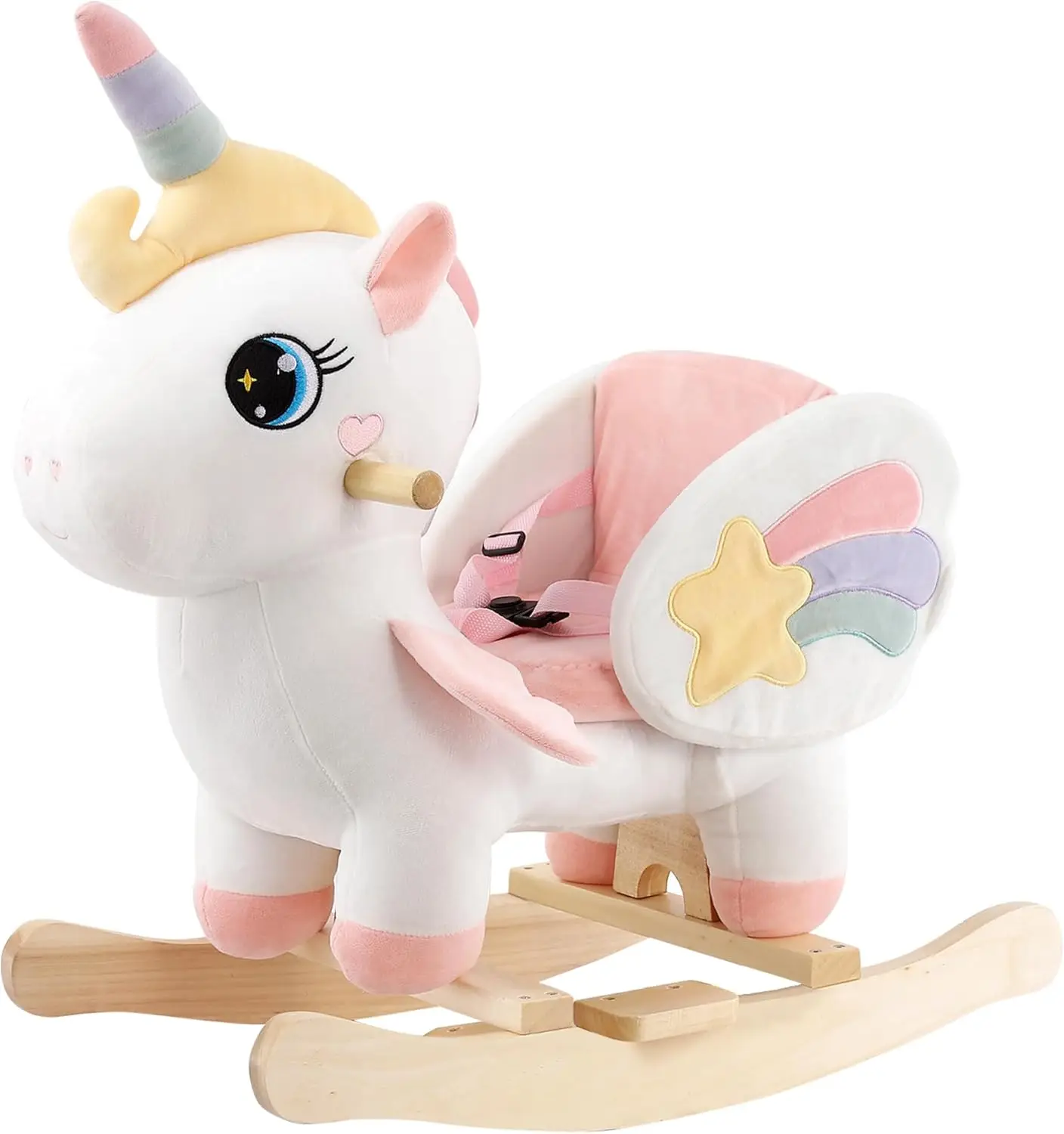 

Rainbow Unicorn Rocking Horse for Toddlers 6 Months to 3 Years, Stuffed Ride-on Animal Rocker, Easy Assembly, CE & CPC Certified