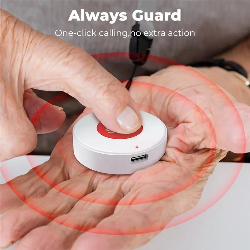 DT51 Tuya WiFi SOS Panic Button for Elderly Kids Smart Life APP Notifications One Key Alert Wall Sticky Neck Strap