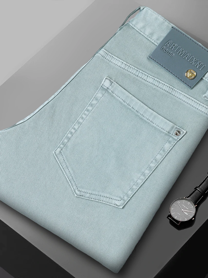 

Spring 2026 Men's Slim Straight Casual Jeans mid Waist Cotton Stretch Elastic Casual Pants Versatile Comfortable Faionable