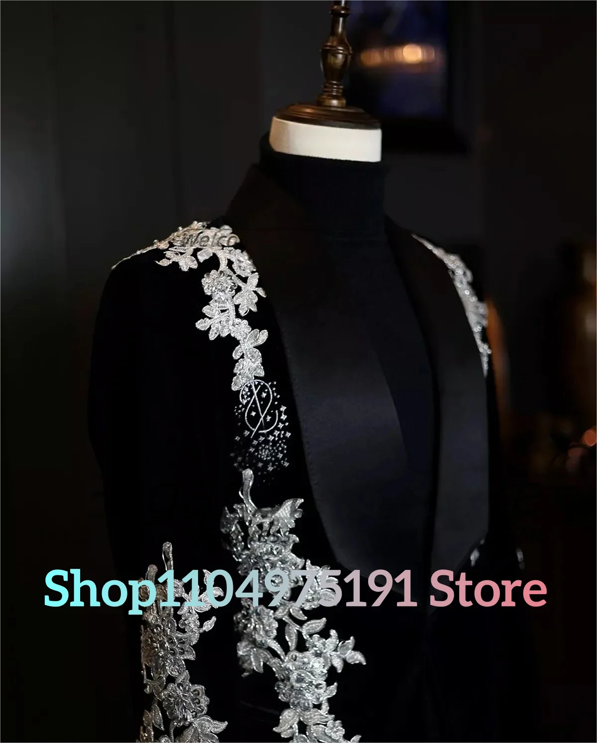 Luxury Appliques Beading Party Gowns Classic Shawl Lapel One Button Groom Men's Stage Costume Evening Dress Celebrity Gowns