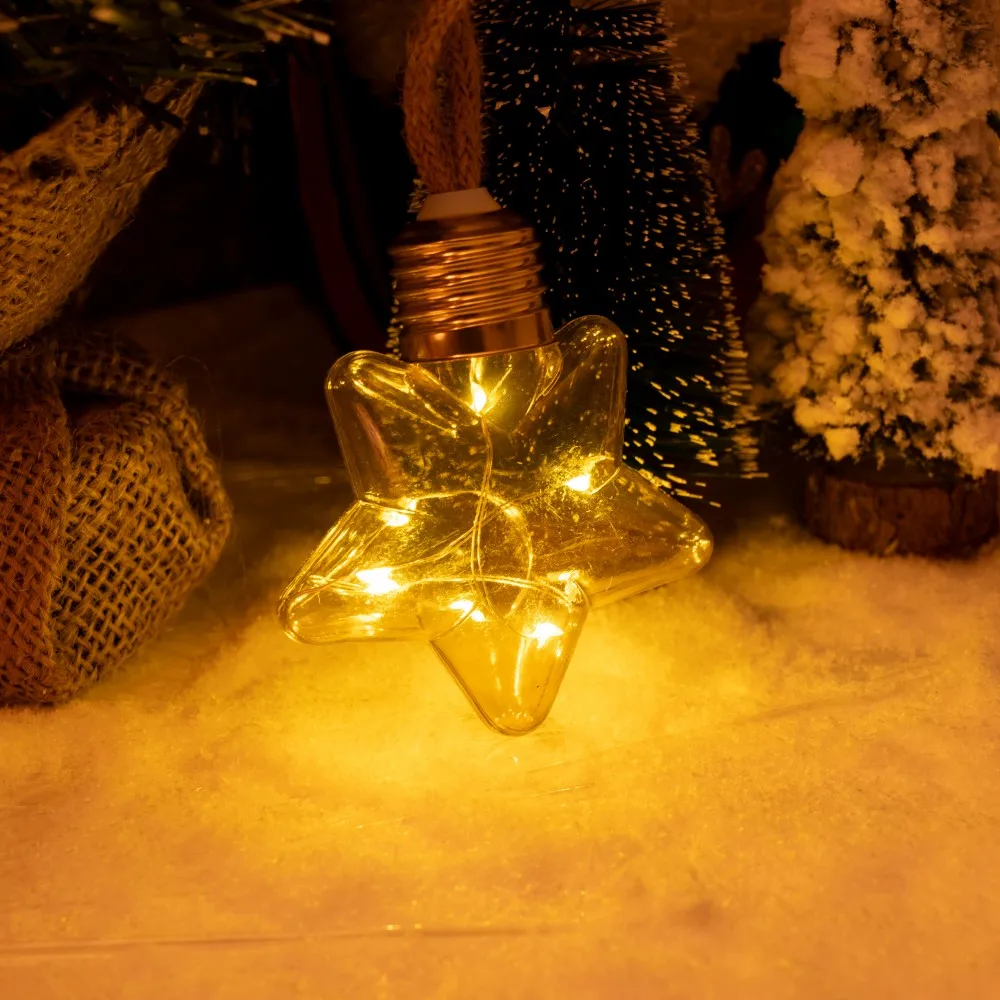 1PC 5M10LED Solar Powered Hemp Rope Star & Moon String Lights LED Fairy Light,used for Ramadan Patio Garden Home Party Eid Decor