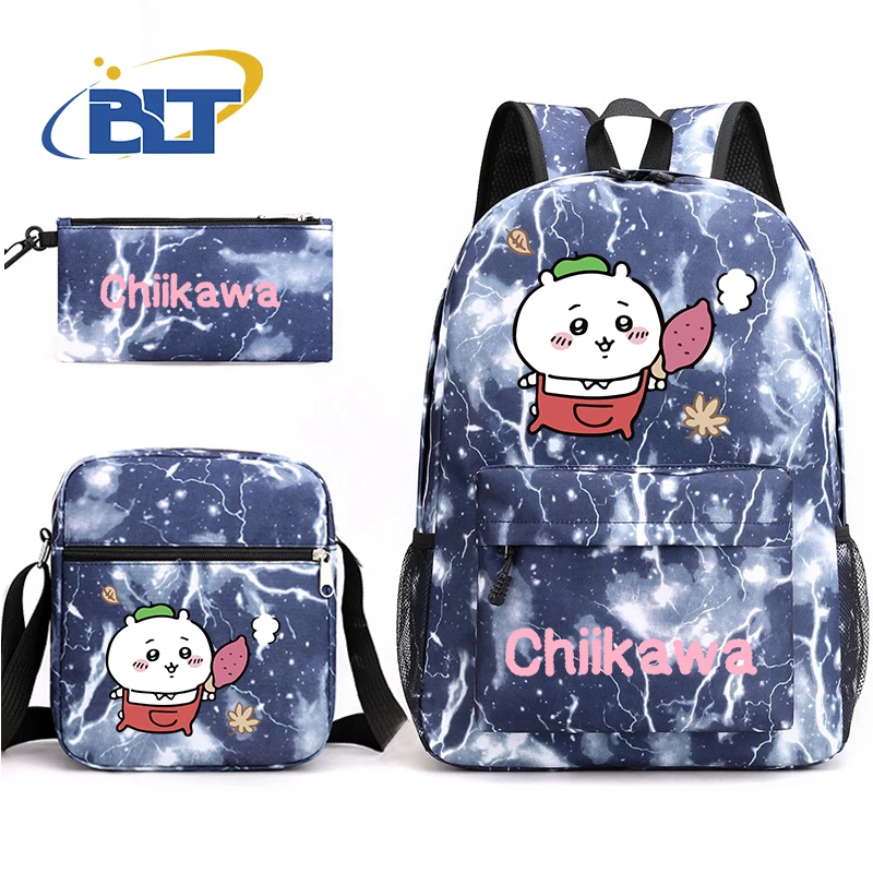 MINISO Chiikawa printed student school bag set children's pencil case shoulder bag backpack three-piece set