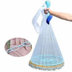 4.2M-7.2M Steel Chain Hand Throwing Net New Upgraded Strength PE Line Korean Small Mesh Hand Cast Net Fishing Supplies Fish Gear
