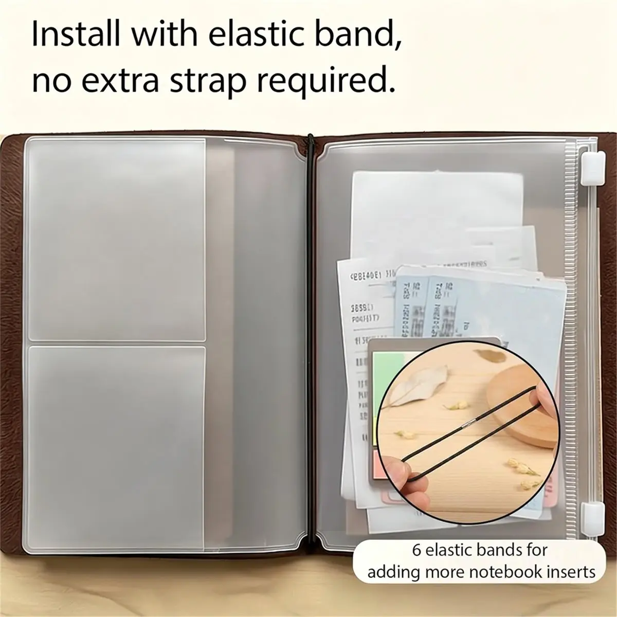 Promotion Travelers Notebook Accessories Kit- File Folders, Zipper Pouches, Clips, Elastic Bands for Travel Journal Organizer