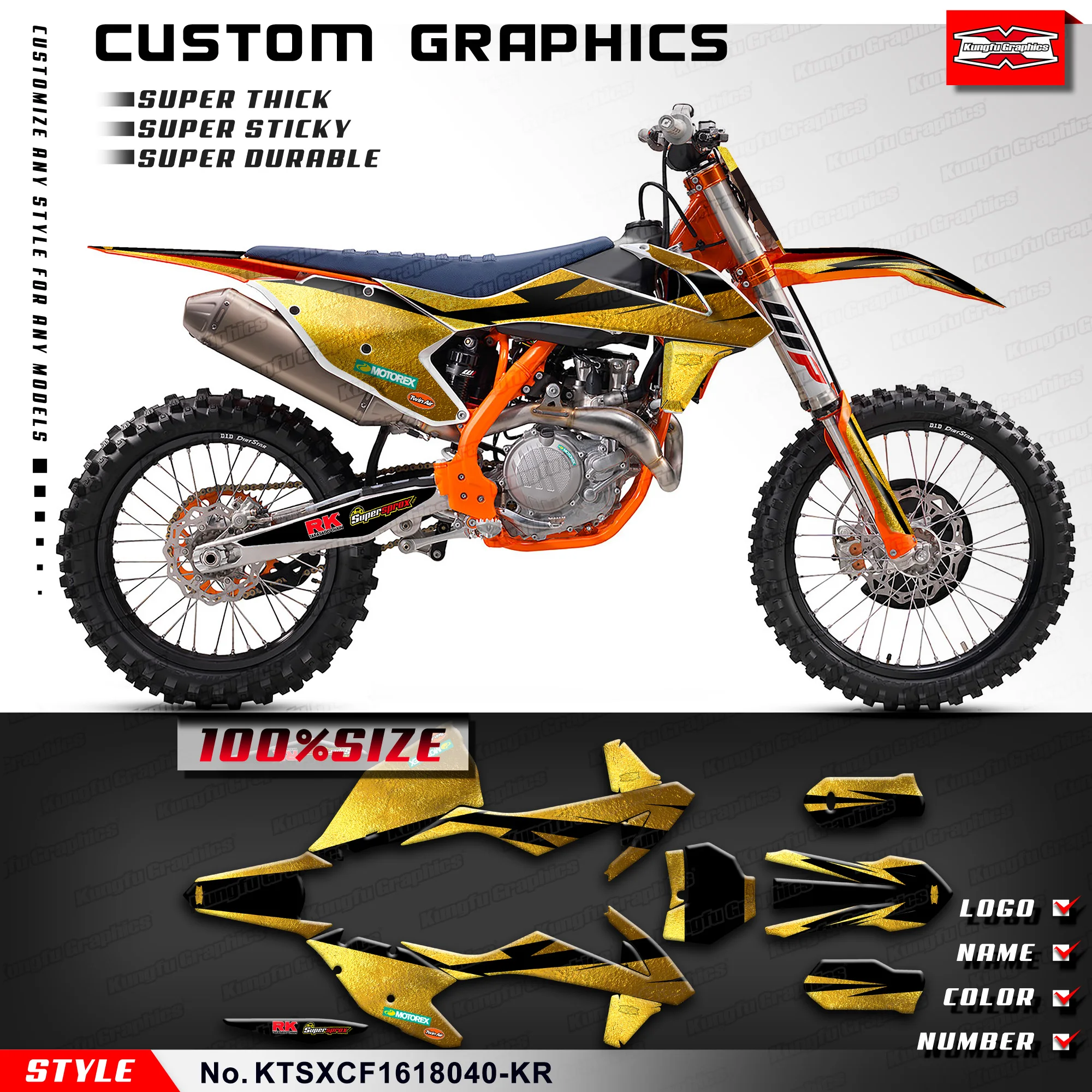 

KUNGFU GRAPHICS Motocross Stickers Kit for KTM 125 150 250 350 450 SX SXF SX-F XC XCF XC-F 2016 2017 2018 KTSXCF1618040-KR