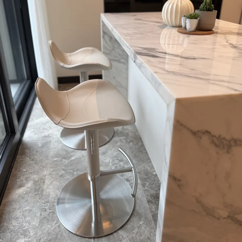 White Design Bar Stools Silver Minimalist Unique Sturdy Adjustable Bar Chair Ergonomic Nordic Taburete Cocina High End Furniture