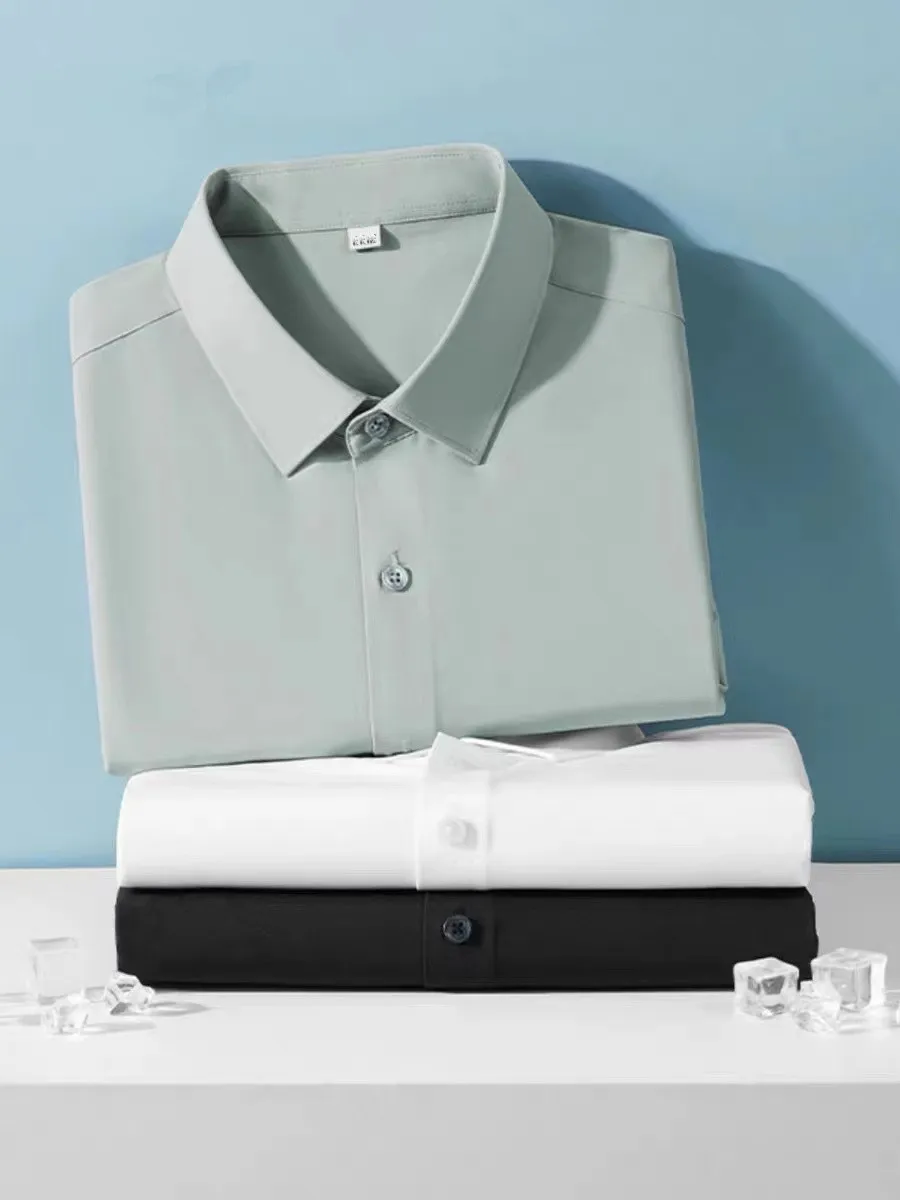 Men's Business Shirt Long Sleeve Spring Autumn Non iron Wrinkle Resistant Dress White Social Shirt Slim Fit Casual Luxury Big5XL