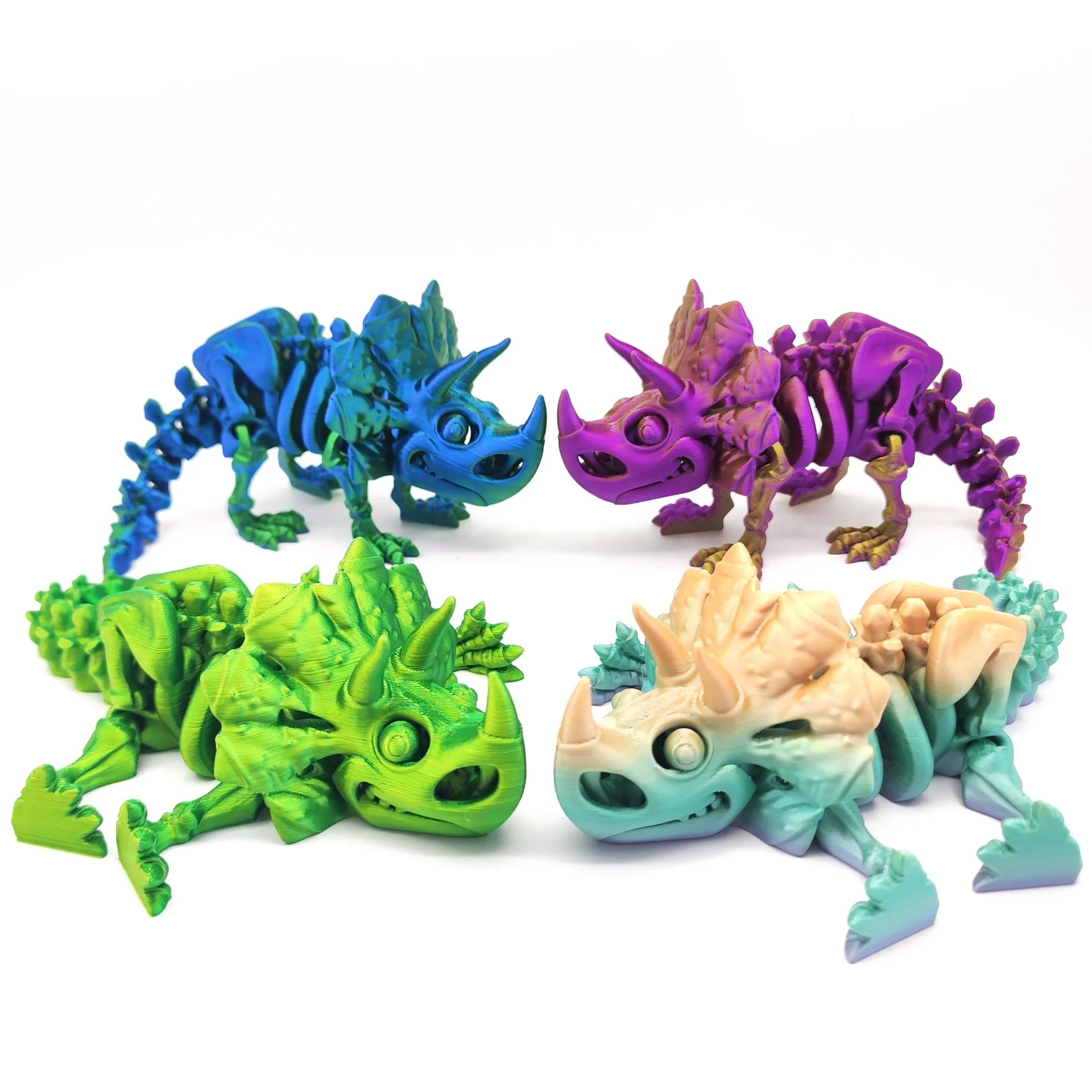 3D Printed Skeleton Triceratops Dinosaur Articulated Action Figure Model for Gifting, Home Decor
