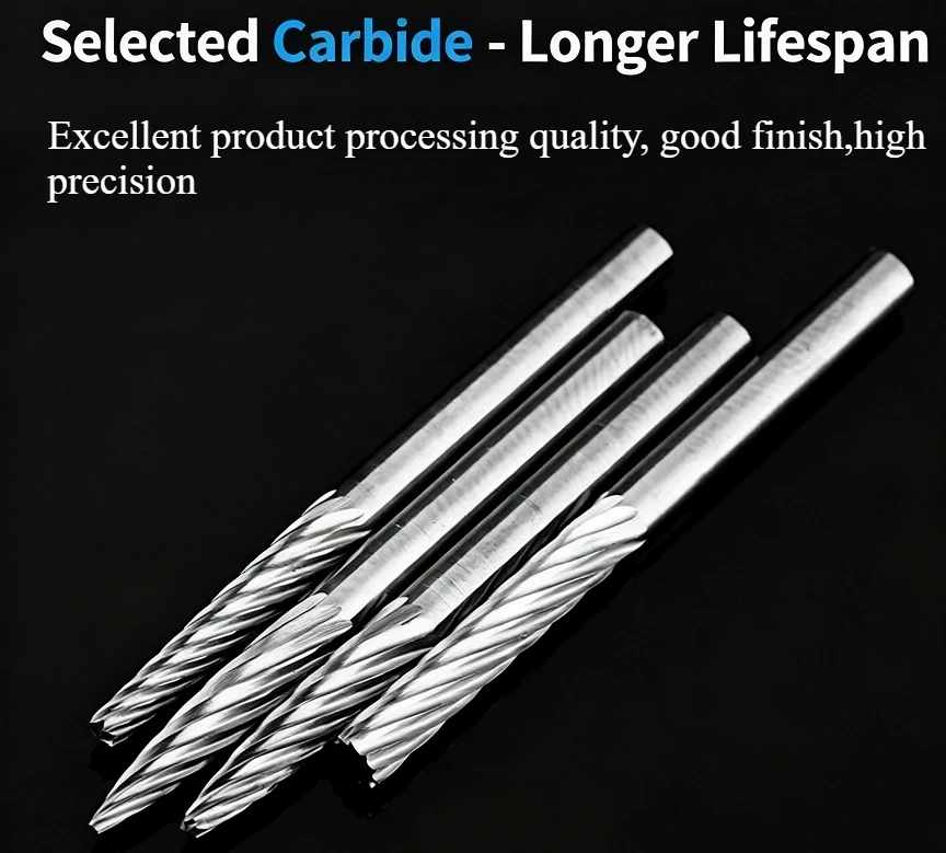 3mm 1/8 Shank Drawing Solid Carbide Burs for Dremel Tool Milling Cutter Rotary Tool Burr Diamond Cut Rotary Metal Wood Grinding