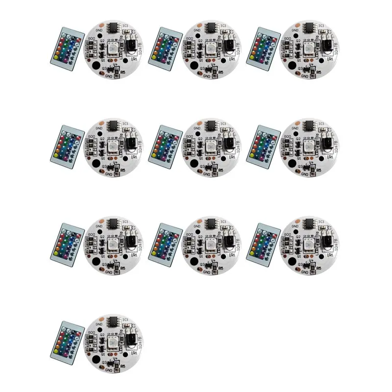 DTA4-10X 5V Low Voltage LED Lights Plate Color RGB Lamp Board 3W Colorful Gradient Source IR 24-Key Wireless Remote Switch