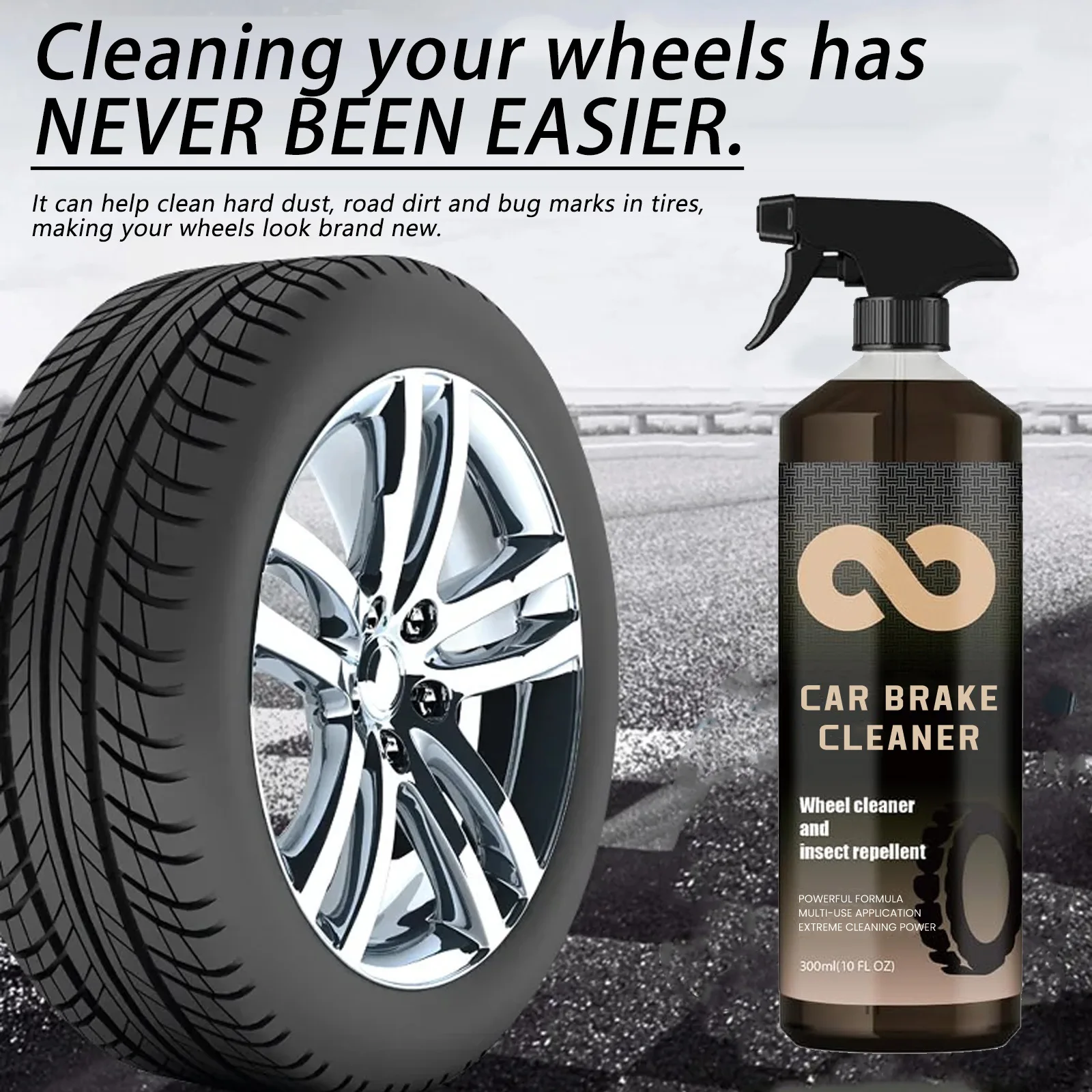 

Wheel & Tire Cleaner Spray 300ml - Removes Brake Dust, Rust & Stubborn Dirt From Alloy/Chrome Rims Without Scrubbing