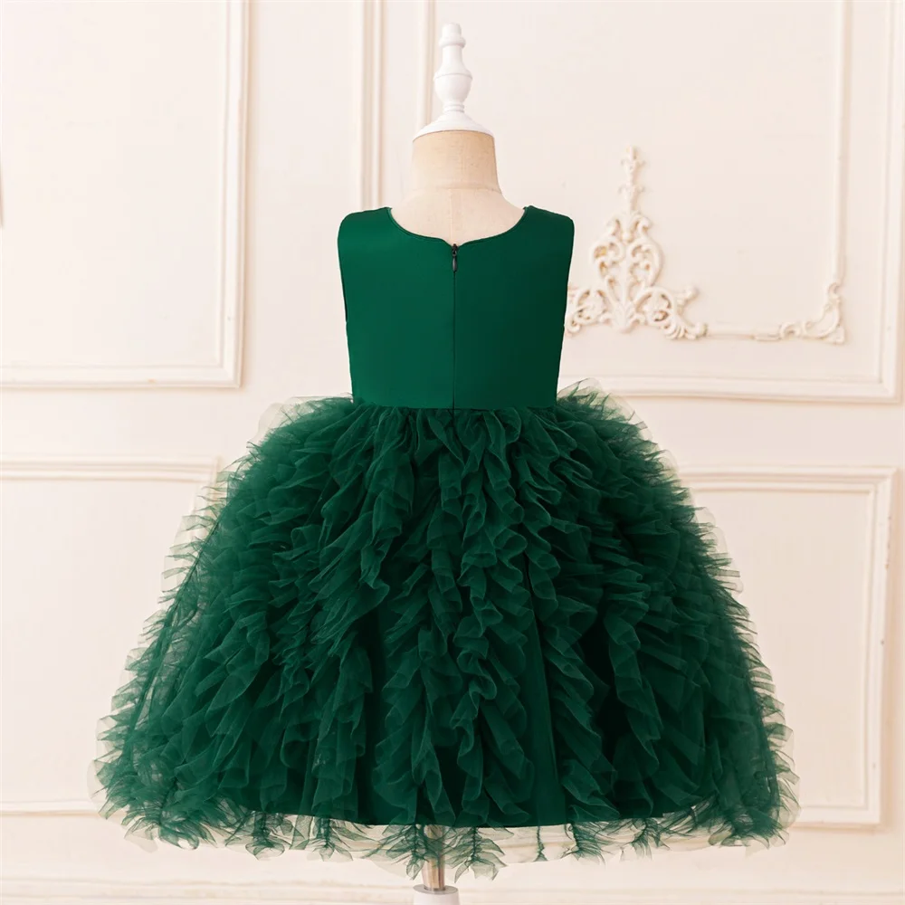 Kids Sequin Christening Party Dresses Girl Sequin Shining Lace Tutu Dress Girls Green Christmas Carnival Gown Children Costumes