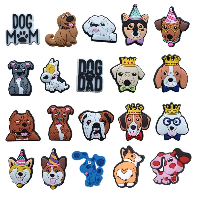 16/20/25/31Pcs Cartoon Pet Theme Shoes Charms Packs Shoe Decoration For Kids Adult Hole Shoes Cats Dogs Sandals Accessories Sets